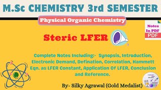 Steric LFER  Hammett Equation Physical Organic Chemistry  Msc Chemistry [upl. by Onstad310]