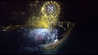 GALLIPOLI AERIAL VIEW  volo di ferragosto con i fuochi dartificio [upl. by Essilrahc421]