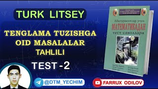 Tenglama tuzishga oid masalalar TEST2  Turk litsey yechimlari [upl. by Sara-Ann]