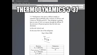 Thermodynamics 537 Refrigerant134a enters a diffuser steadily as saturated vapor at 600 kPa with a [upl. by Karla580]