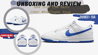 Nike Dunk Low Retro WhiteHyper Royal DV0831104 [upl. by Ihskaneem]