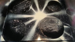 Black and White spray paint 3 planets in one Beginner [upl. by Enahs712]