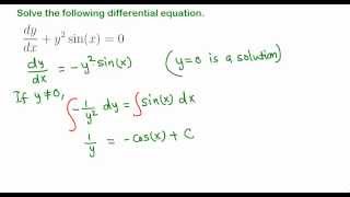 Separable differential equations example 211 [upl. by Garnes]