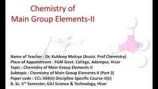 Hydrides of Group 14 Elements [upl. by Richard]