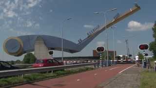 BIG ART DRAWBRIDGE IN THE NETHERLANDS  Slauerhoffbrug Leeuwarden  Friesland [upl. by Aikemot]