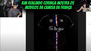 KIM REAGINDO CORINGA MOSTRA OS MODELOS DA CAMISA DA FRANÇA [upl. by Nnaeirrac683]