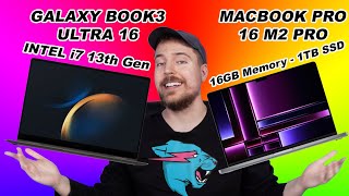 MacBook Pro 16 M2 Pro chip vs Galaxy Book3 Ultra 16 Intel 13th Gen [upl. by Laurianne]