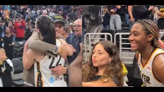 Caitlin Clark Meets Ashton Kutcher and Aliyah Boston Selfies in LA after Indiana Fever first Win [upl. by Neelak]