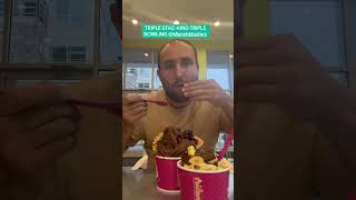 triplestack menchies frozenyogurt foodchallenge mukbang [upl. by Haon]