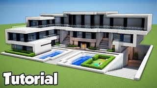 Minecraft How to Build a Large Modern House  Tutorial [upl. by Ahsieyt574]