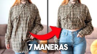 Cómo hacer una CAMISA CROP TOP sin cortar 👕✅ 7 Maneras [upl. by Anelak]