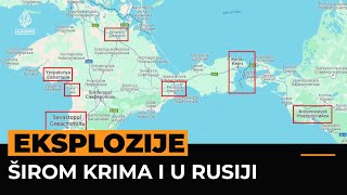 Ukrajina dronovima i raketama napala više meta ruske vojske na Krimu i u Rusiji [upl. by Aicilef]