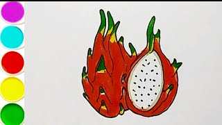 How To Draw Dragon Fruit  Dragon Fruit sticker drawing for kids [upl. by Brewster]