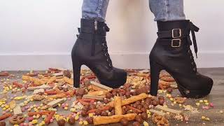 Crunchy ASMR in high heel boots  Food crushing amp ASMR [upl. by Nuahc990]