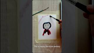 Watercolor drawing in 15 minutes beginner art illustration watercolor coraline movie [upl. by Nahtaj]