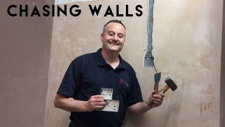 How to Chase a Wall and Fit a Flush Single or Twin Socket Box In a Plastered Brick Walls Chasing [upl. by Nnylhtak]