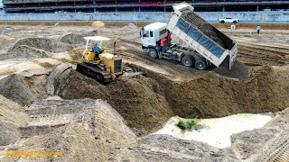 Amazing episode 4  KOMATSU Dozers working pushing sand fill the flooded land  land for sale [upl. by Brianna433]