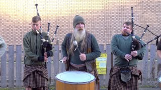 Scottish tribal pipes amp drums band Clanadonia playing quotYa Bassaquot during St Andrews Day event 2019 [upl. by Ancier298]