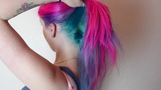 Magenta Violet amp Turquoise Hair Dye Tutorial [upl. by Naesyar475]