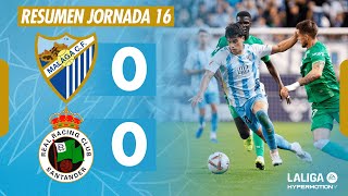 MÁLAGA CF 00 RACING  RESUMEN JORNADA 16 LALIGA HYPERMOTION [upl. by Enaj]