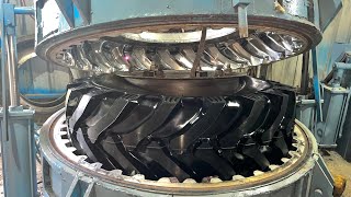 The Most Amazing Process Retreading Old Tractor Tyre  Tractor Big Tyre Remoulding Process remold [upl. by Ube501]