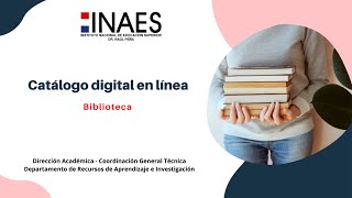 Cómo acceder al catálogo digital en línea de la Biblioteca del INAES [upl. by Ahtekahs]