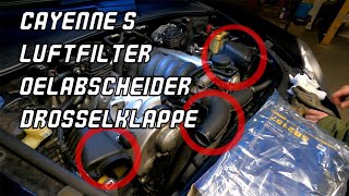 Luftfilter Ölabscheider wechseln und Drosselklappe reinigen  Cayenne S 955 [upl. by Nemlaz754]