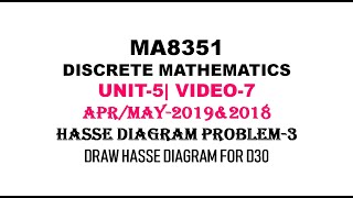 HASSE DIAGRAM PROBLEM3  DISCRETE MATHEMATICS UNIT5 VIDEO7 [upl. by Revert]