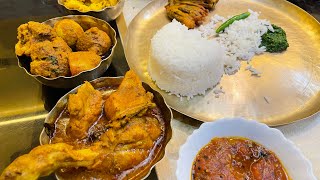 হাঁসের ডিম দিয়ে ফুলকপি🥦🍗🌶মোচা ফুলের বড়া দিয়ে ঘন মুগের ডালচটজলদি চিকেন ঝোলটমেটোর চাটনি🍅 [upl. by Natelson]