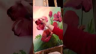 Glitzernde Mohnblumen 🥀 Acrylmalerei Christiane Schwarz 🎨 youtubeshorts [upl. by Disario]