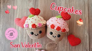 Cupcakes de San Valentin 🧁❤️  tejido a crochet [upl. by Mufi]