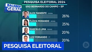 Pesquisa eleitoral mostra empate entre quatro candidatos em São Bernardo do Campo [upl. by Nosidam]