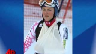 Olympic Favorite Vonn Hurts Arm in Ski Crash [upl. by Sungam]