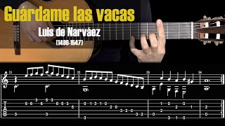 Guardame las Vacas  Narvaez Guitar Tutorial  TAB free PDF [upl. by Kimmy]