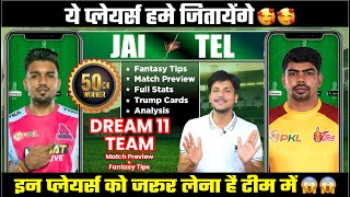 TEL vs JAI Dream11 Kabaddi Team Today Prediction JAI vs TEL Dream11 Fantasy Tips Stats Analysis [upl. by Ahsinal769]