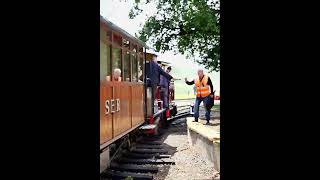 Passing the singleline token with quotSena VIIquot amp quotNo19quot on the SBR 8624 steam railway train [upl. by Yenor846]