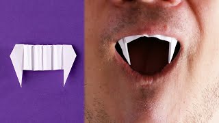 How to make vampire teeth with paper easy for Halloween 🎃 Origami tutorial [upl. by Tesil]