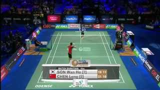 2014 YONEX DENMARK OPEN  F MS  Son W H 7 KOR VS Chen L 2 CHN [upl. by Haraf635]