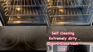 How to use Self cleaning option in Samsung oven  Glass cook top cleaning ANAshortsb9o [upl. by Kenney946]