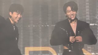 220408 Teasing Jungkook about buttons  BTS Fancam Permission to Dance PTD On Stage Live Concert [upl. by Hewett52]