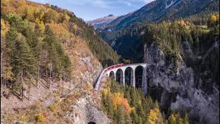 viaduct Landwasser in Swiss mountains [upl. by Hadrian]