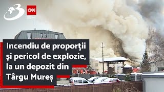 Incendiu de proporții și pericol de explozie la un depozit din Târgu Mureș [upl. by Ilke]