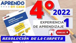 ✅RESOLUCIÓN CARPETA DE RECUPERACIÓN 2022 APRENDO EN CASA EXPERIENCIA DE APRENDIZAJE 014°SECUNDARIA [upl. by Eikceb]