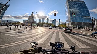 4K Saturday Afternoon Warsaw Tour 2 Scrambler 1200 XC Daily commute City ride RAW sound POV [upl. by O'Dell]