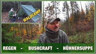 Bushcraft Waldcamp im Regen  Stanley Kochtopf  Cooking Set [upl. by Clark]