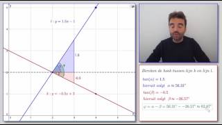 Hoe bereken je de hoek tussen twee lijnen [upl. by Ahsienroc]