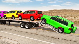 Flatbed Truck Mcqueen  Transportation with Truck  Pothole vs Car 191  BeamNGDrive [upl. by Anerok]