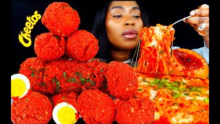 ASMR MUKBANG HOT CHEETOS CHEESY BULDAK RAMEN NOODLES EGG BOIL SEAFOOD SAUCE  MUKBANG  ASMR EATING [upl. by Saree]