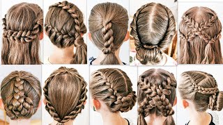 10 SIMPLE and BEAUTIFUL hairstyles for every day Easy braided hairstyles [upl. by Lindley]