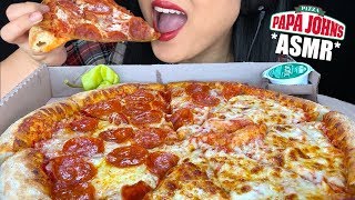 ASMR EATING CHEESY PEPPERONI PIZZA Eating Sounds  Papa John Pizza  No Talking ASMR Phan [upl. by Spindell306]